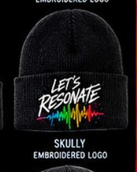 Let's Resonate skully embroidered logo